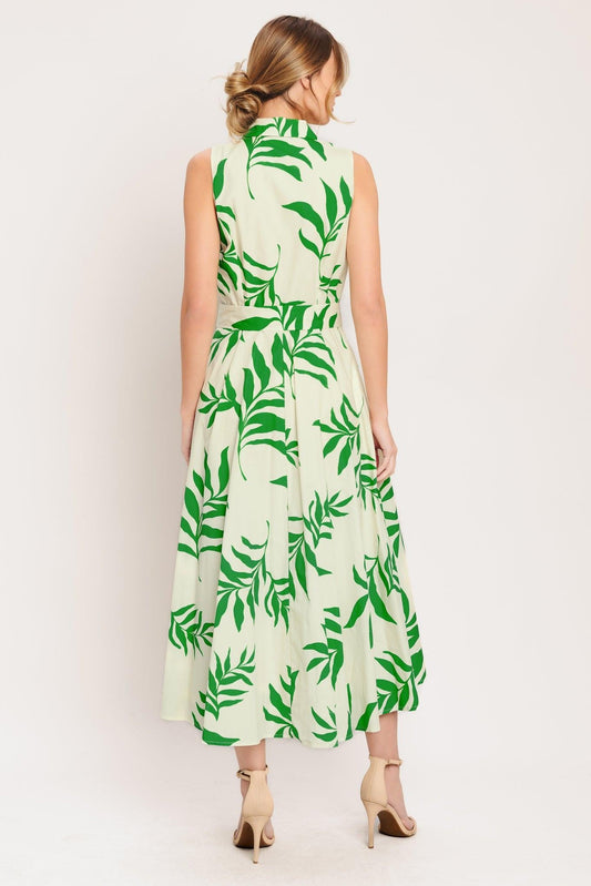 GREEN DAYDREAM WOVEN MIDI DRESS