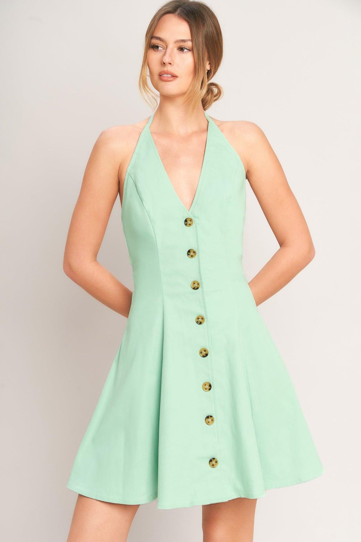 LOVELY CHARM MINT WOVEN MINI DRESS