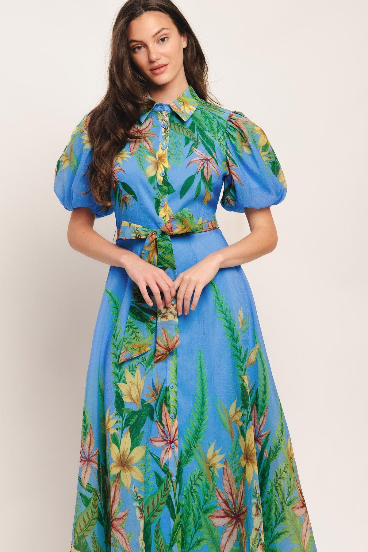 VESTIDO MIDI TEJIDO AZUL PALM SERENADE