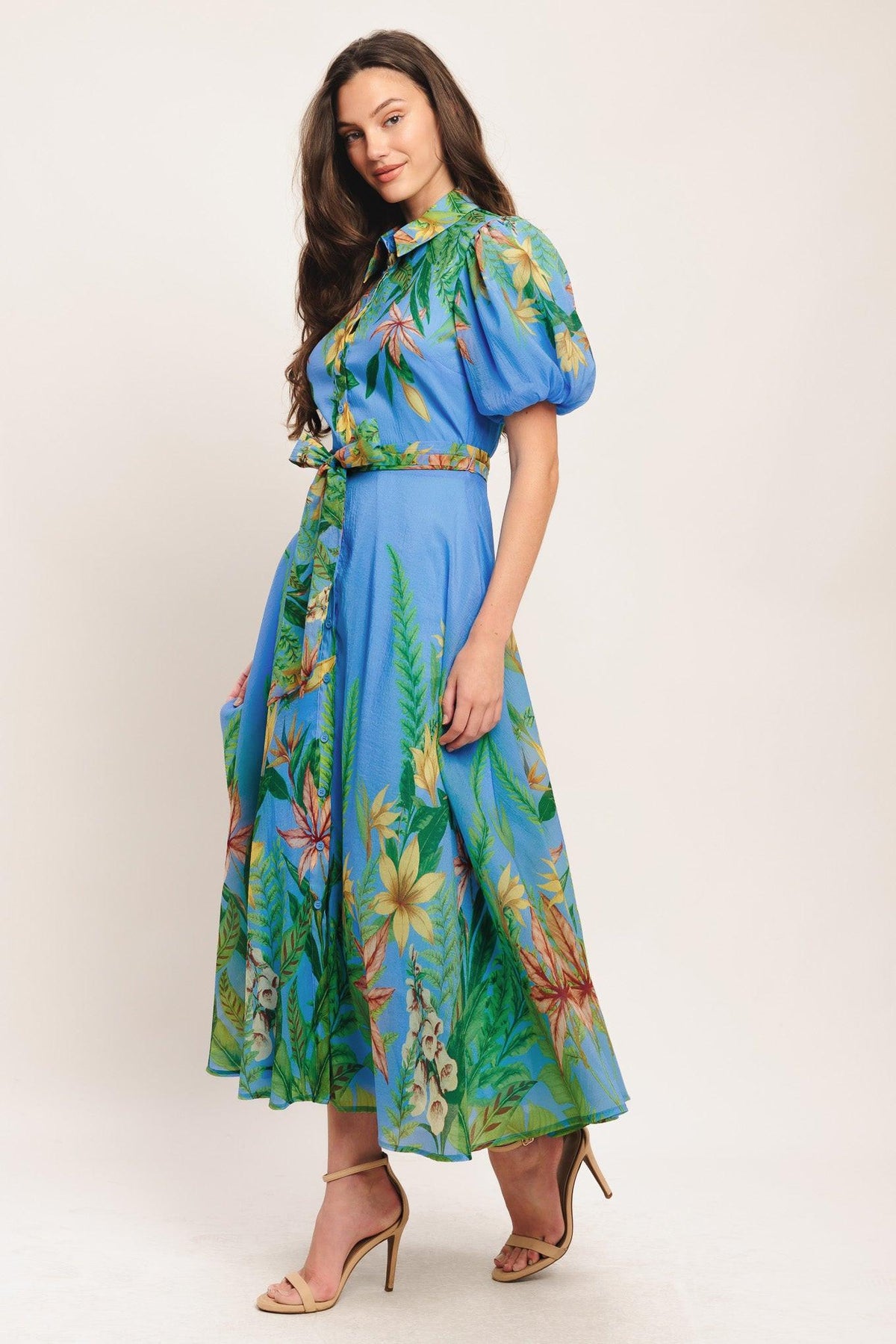VESTIDO MIDI TEJIDO AZUL PALM SERENADE