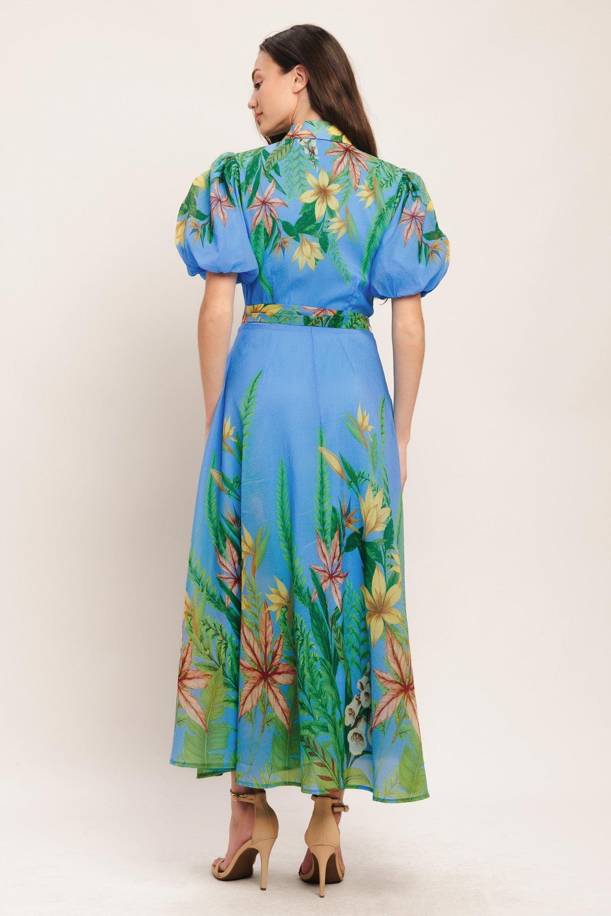 VESTIDO MIDI TEJIDO AZUL PALM SERENADE