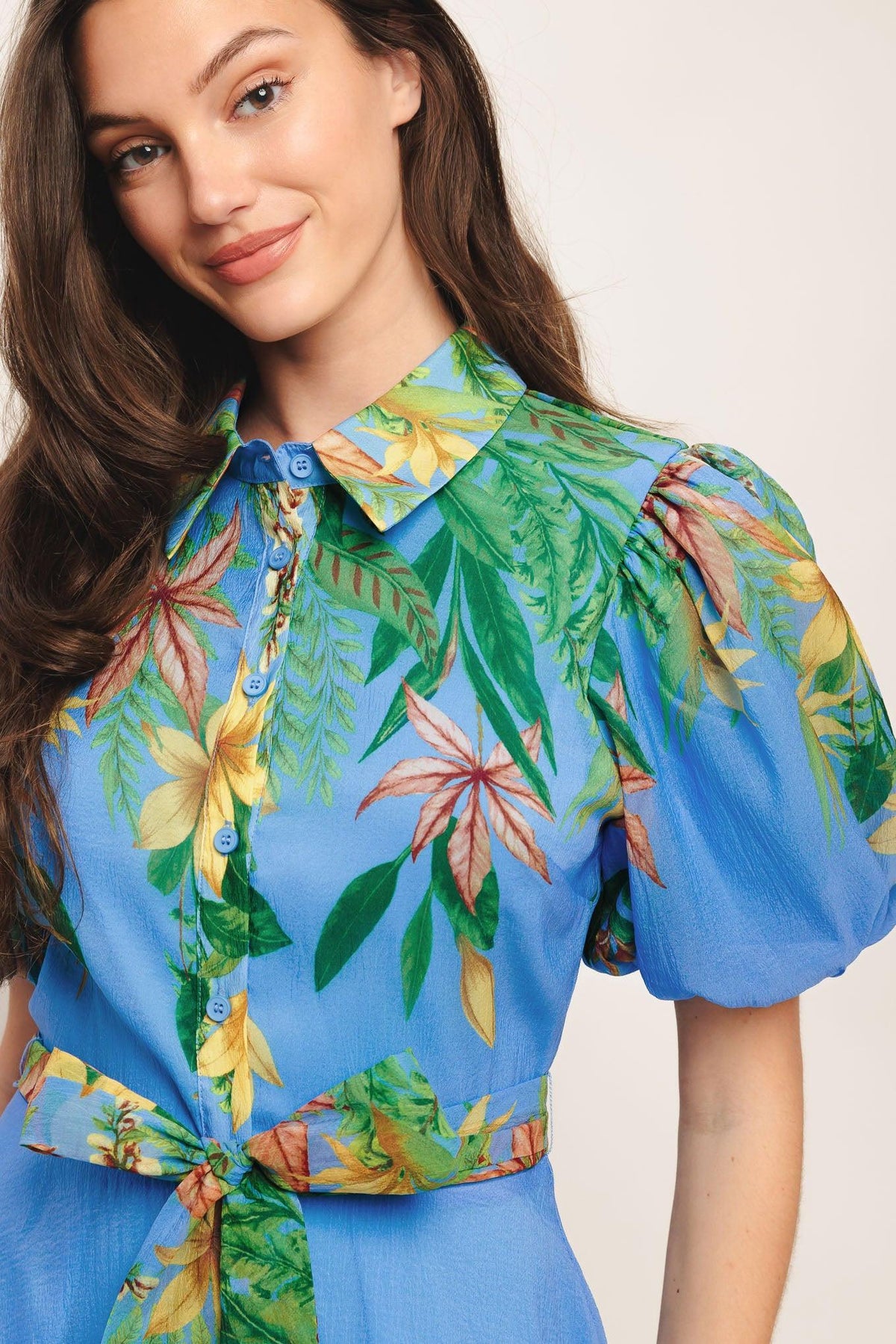 VESTIDO MIDI TEJIDO AZUL PALM SERENADE