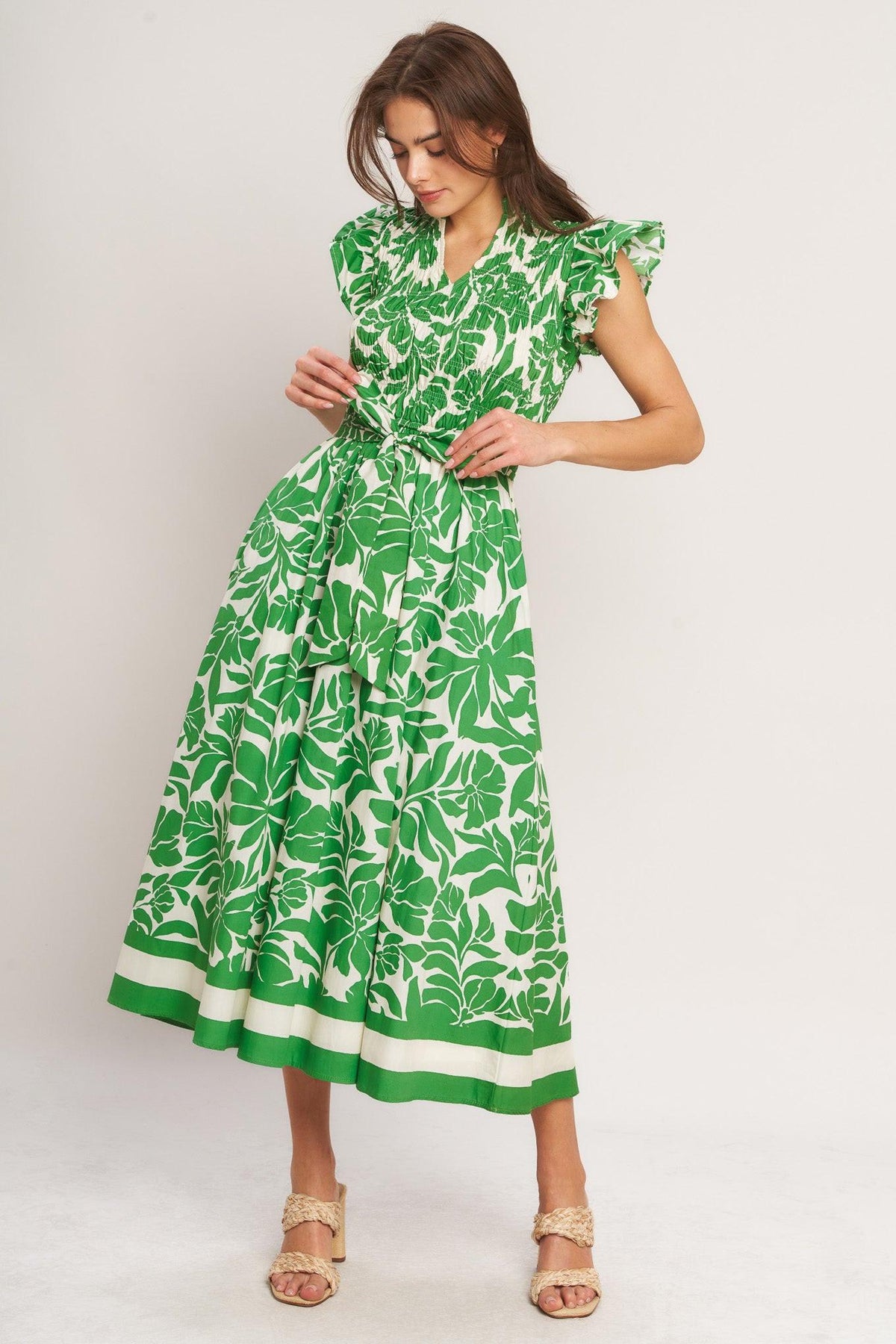 BLOOM ENERGY WOVEN MIDI DRESS