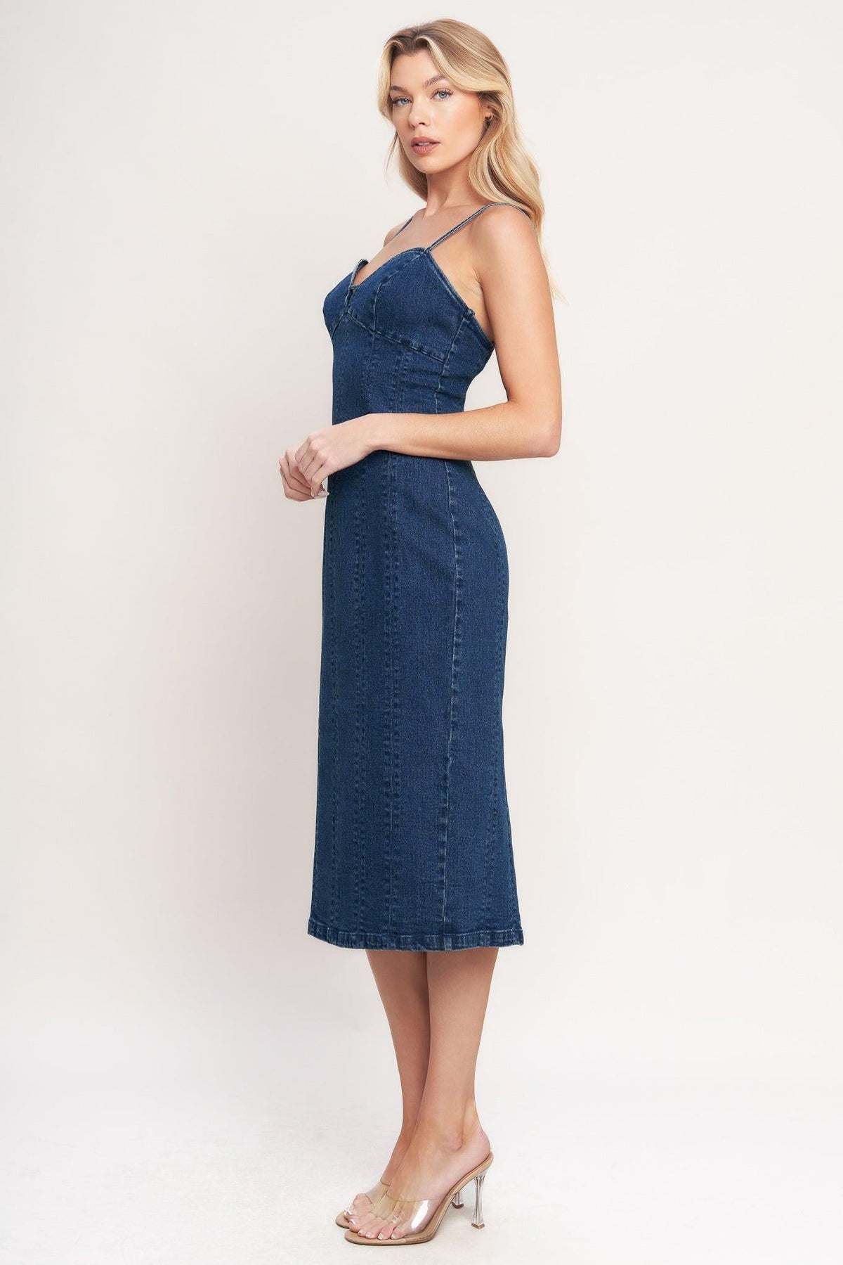 CITY LIGHTS DENIM MIDI DRESS