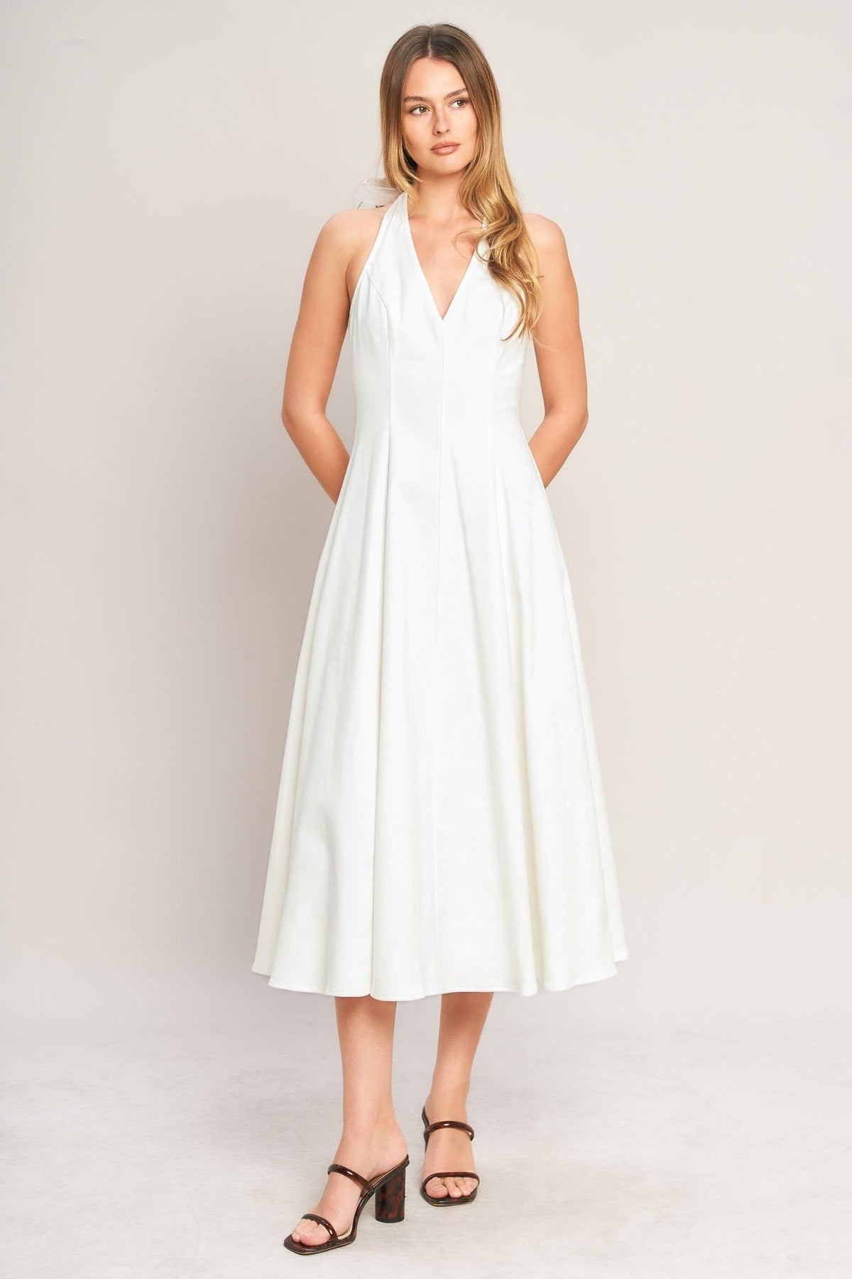 SERENE MOMENT WOVEN MIDI DRESS