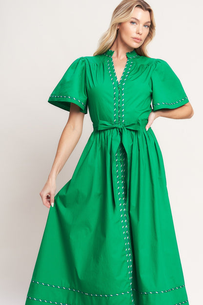 RESORT ESCAPE WOVEN MIDI DRESS