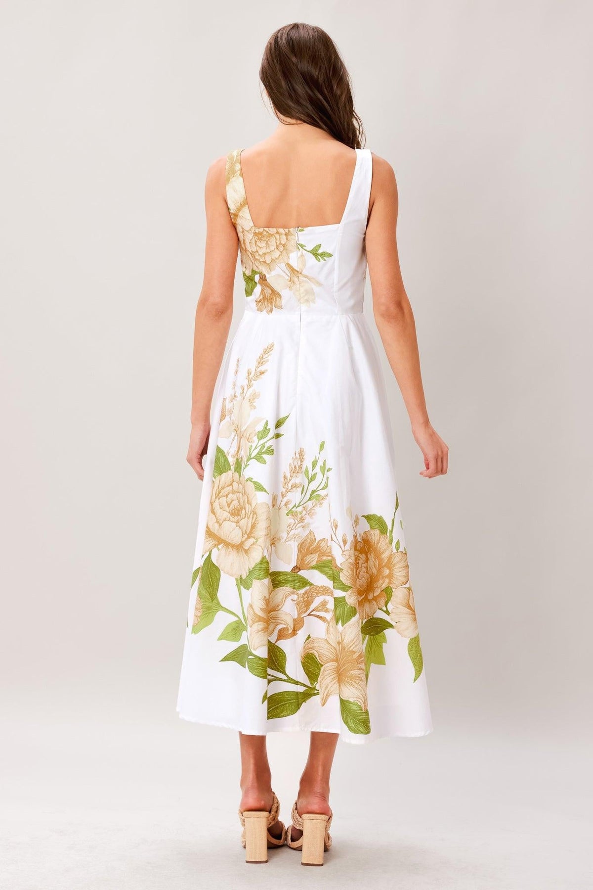 VESTIDO MIDI TEJIDO BOTÁNICA COLOR CREMA