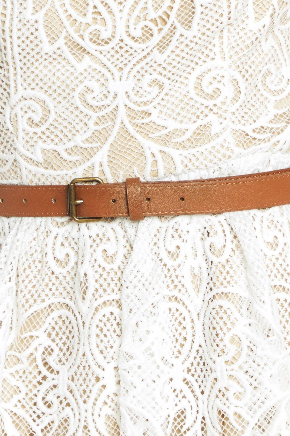 VESTIDO MIDI ELEGANTE DE ENCAJE TEJIDO PARA JARDÍN