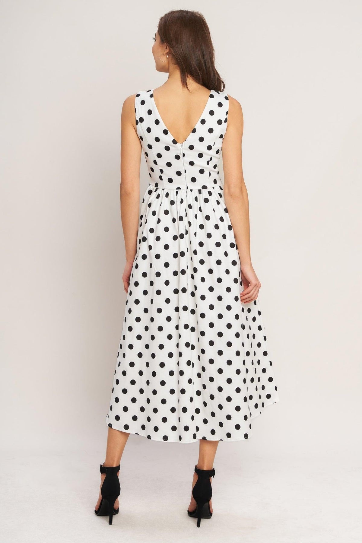 VESTIDO MIDI DE TELA ESTAMPADA VINTAGE WHISPER POLKA