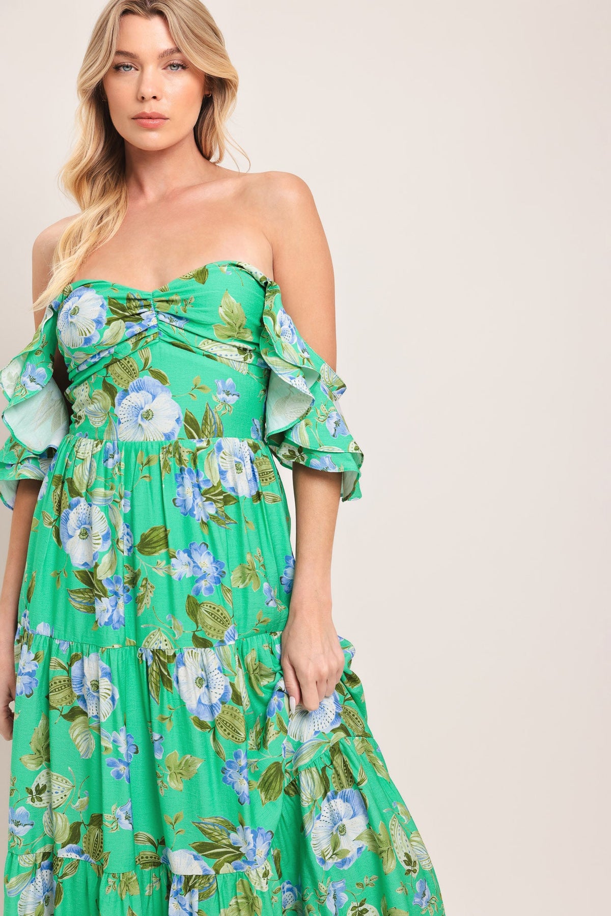 FRESH BLOSSOM WOVEN MAXI DRESS