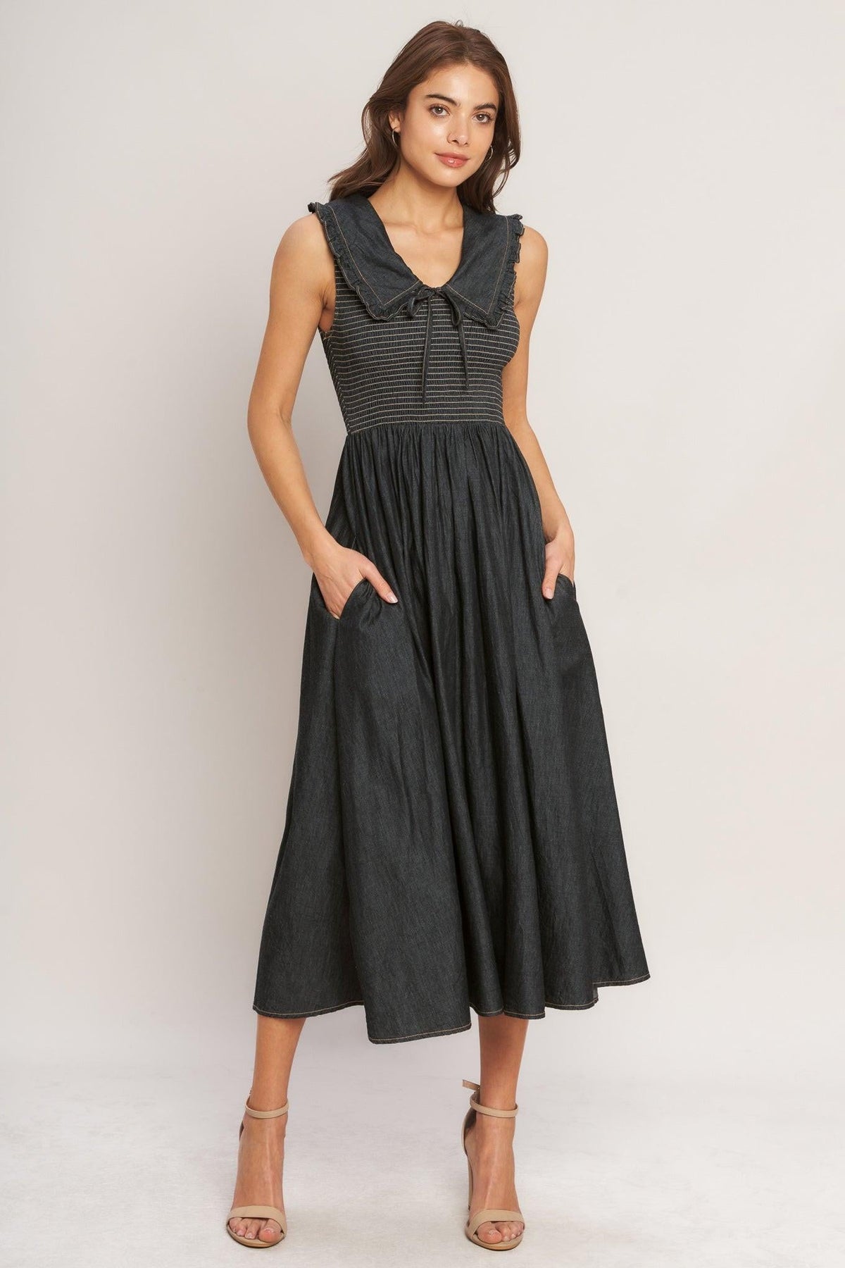 VESTIDO MIDI TEJIDO DE ELEGANCIA OSCURA