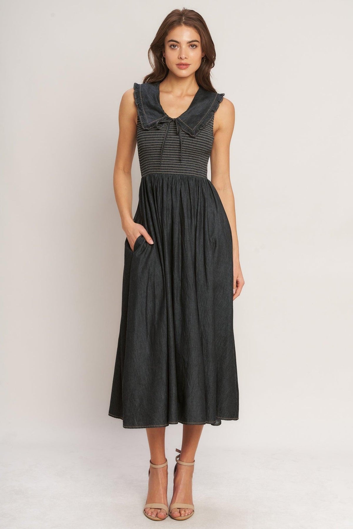 VESTIDO MIDI TEJIDO DE ELEGANCIA OSCURA