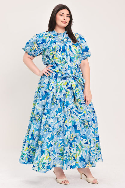 OCEAN GARDEN WOVEN MIDI DRESS