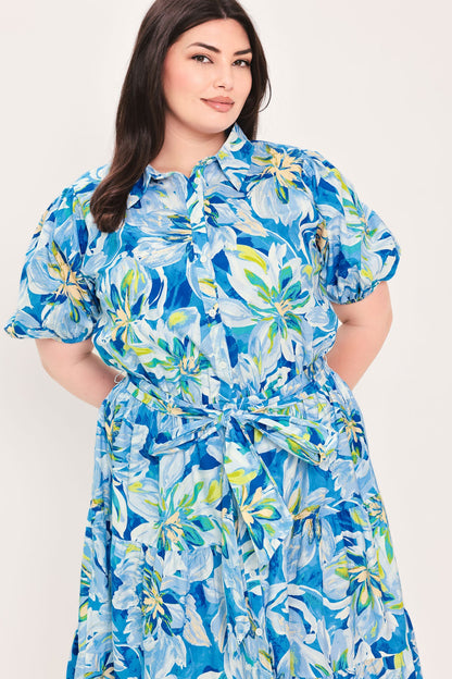 OCEAN GARDEN WOVEN MIDI DRESS