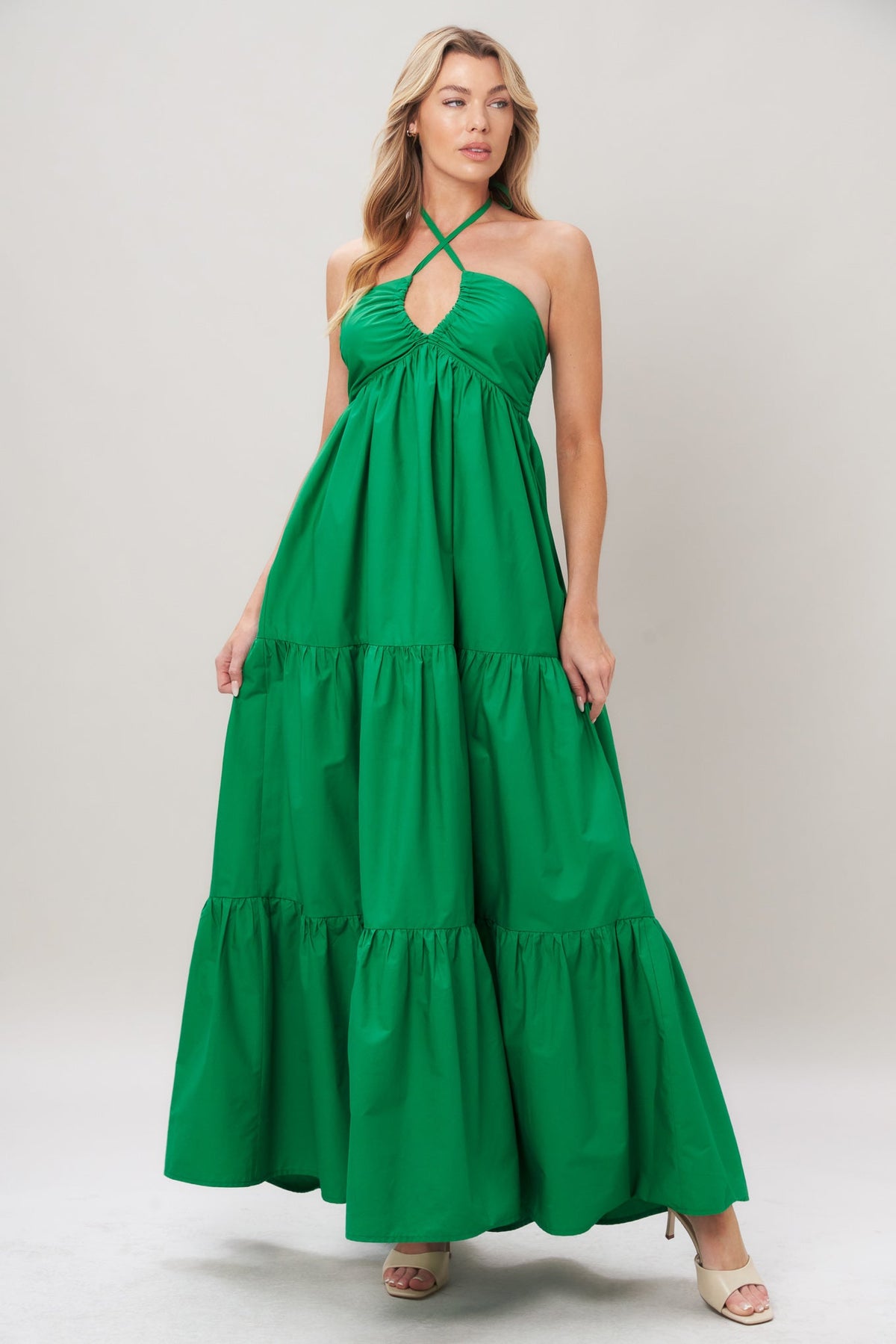 TROPIC STATEMENT WOVEN MAXI DRESS