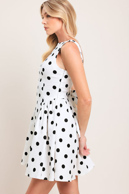 SPOTLIGHT LOVE DOT WOVEN MINI DRESS