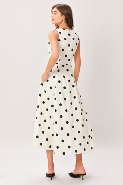 PURE POLKA WOVEN MIDI DRESS