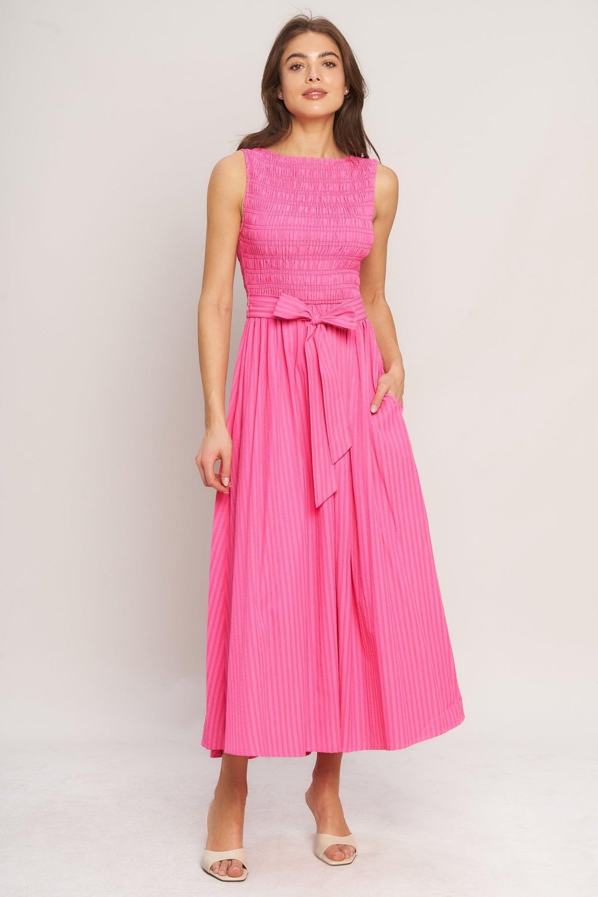 VESTIDO MIDI TEJIDO ROSA RADIANTE
