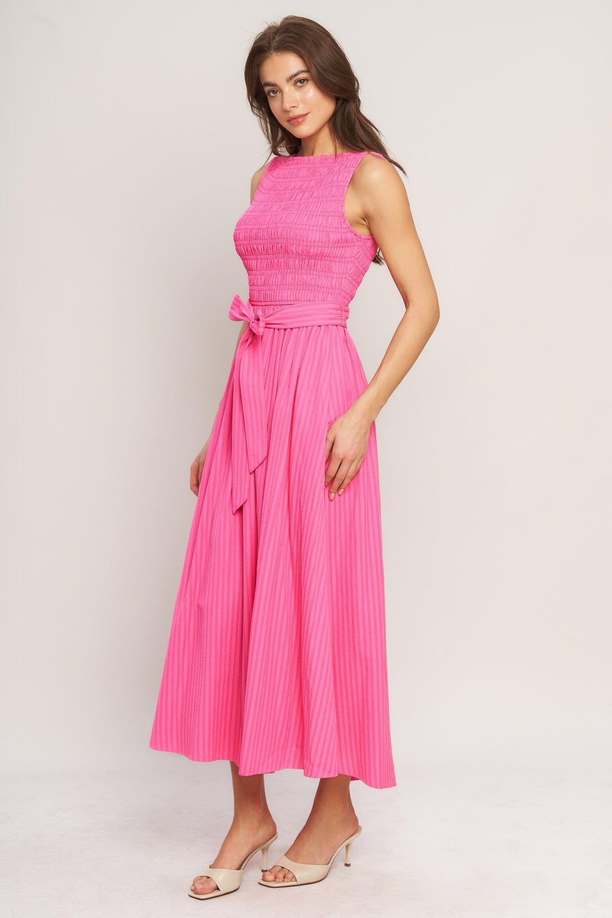 VESTIDO MIDI TEJIDO ROSA RADIANTE