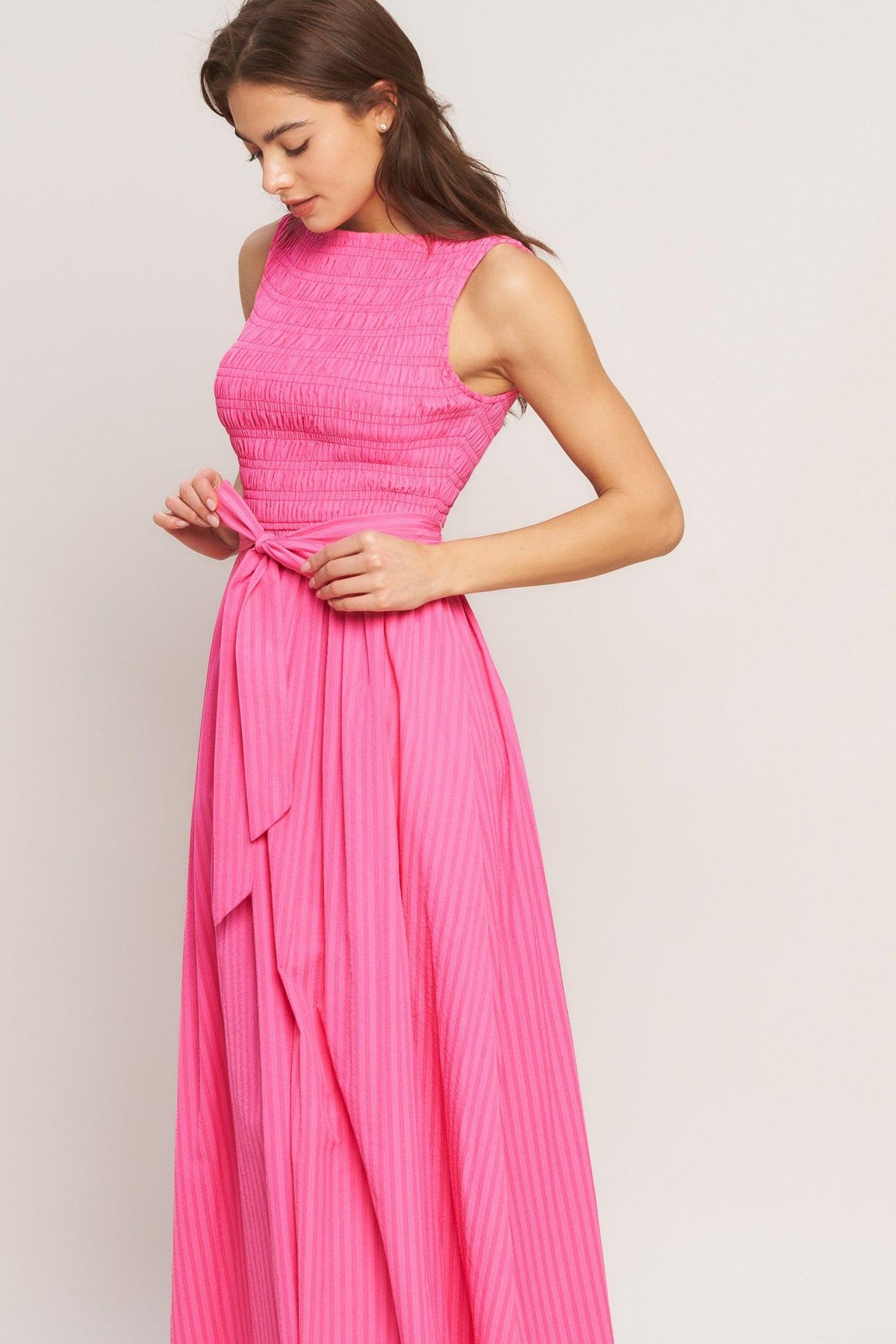 VESTIDO MIDI TEJIDO ROSA RADIANTE