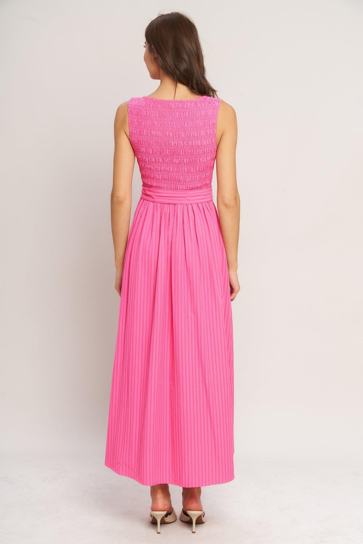 VESTIDO MIDI TEJIDO ROSA RADIANTE