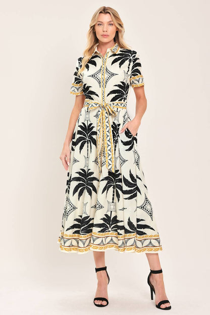 MONACO MOONLIGHT WOVEN SHIRT MIDI DRESS