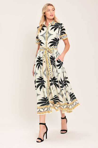 MONACO MOONLIGHT WOVEN SHIRT MIDI DRESS