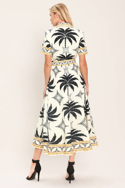 MONACO MOONLIGHT WOVEN SHIRT MIDI DRESS
