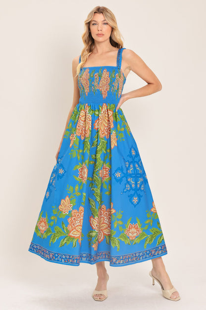 SPRINGTIME IN PARIS WOVEN MIDI DRESS