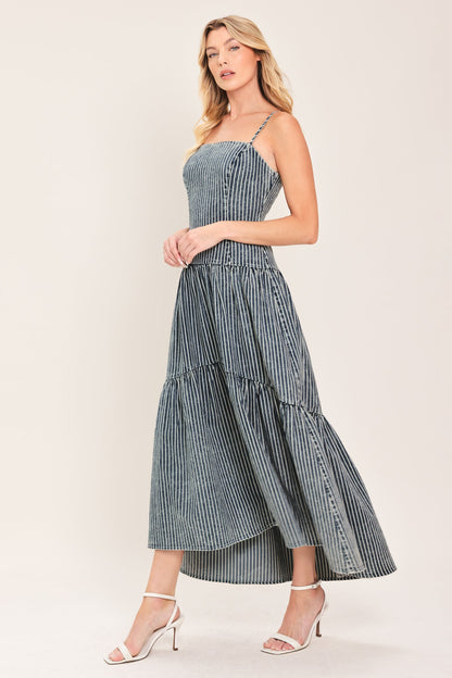 EASYGOING ROMANCE DENIM MIDI DRESS