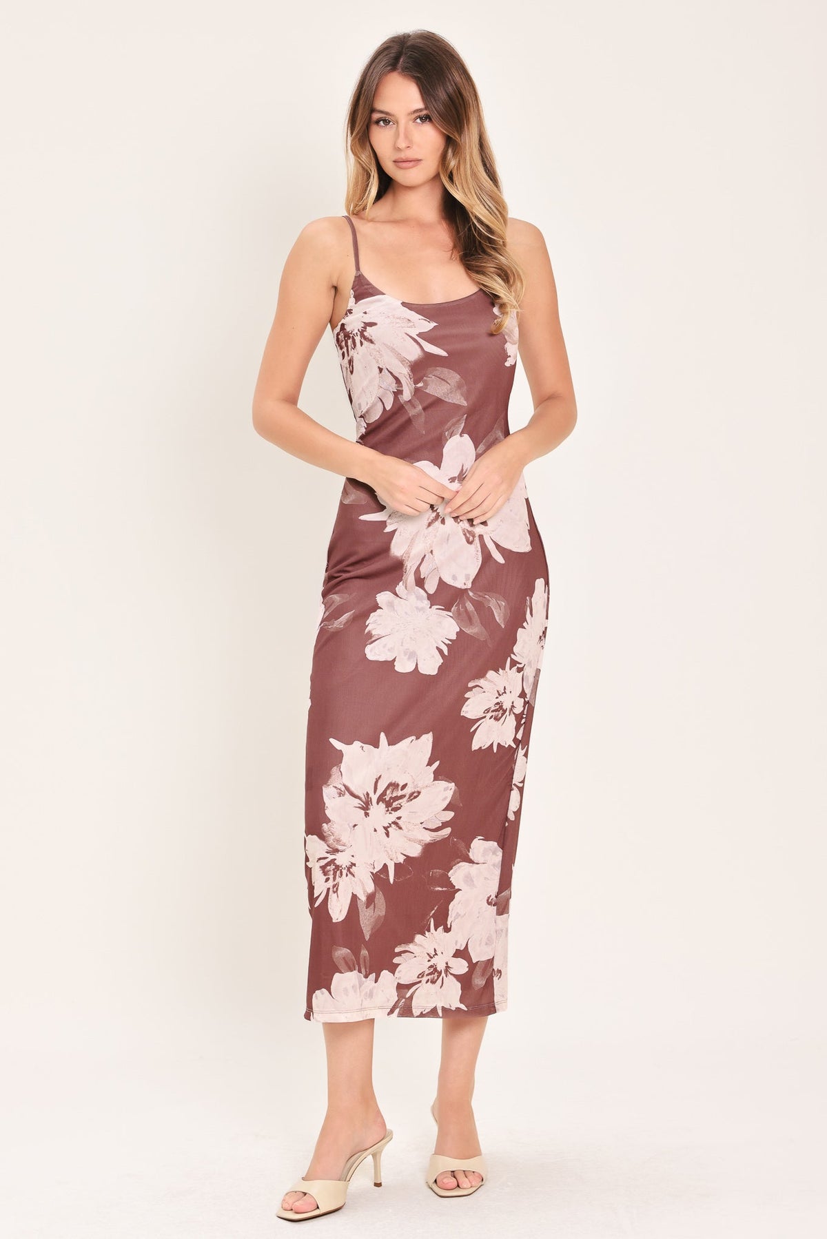 VESTIDO MIDI DE TUL ELÁSTICO ROSEWOOD BLOOM
