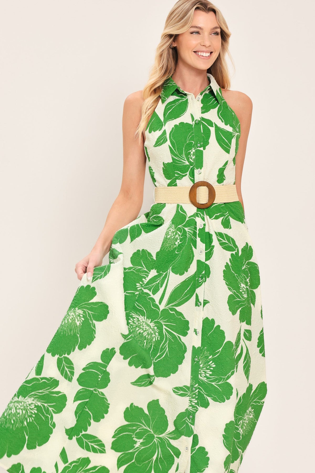 VESTIDO MIDI TEJIDO PALM ROYALE