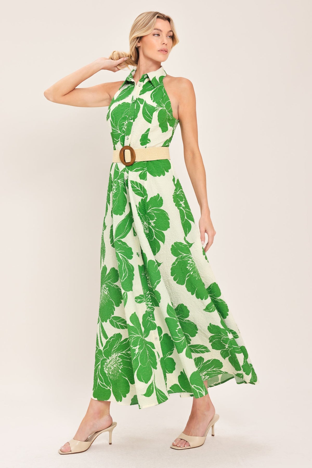 VESTIDO MIDI TEJIDO PALM ROYALE