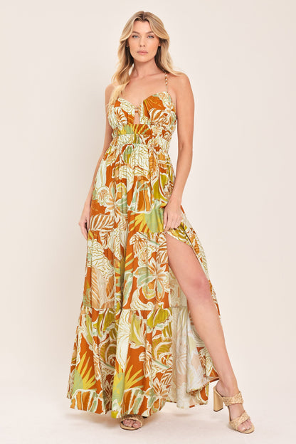 AMALFI PALM GODDESS WOVEN MAXI DRESS
