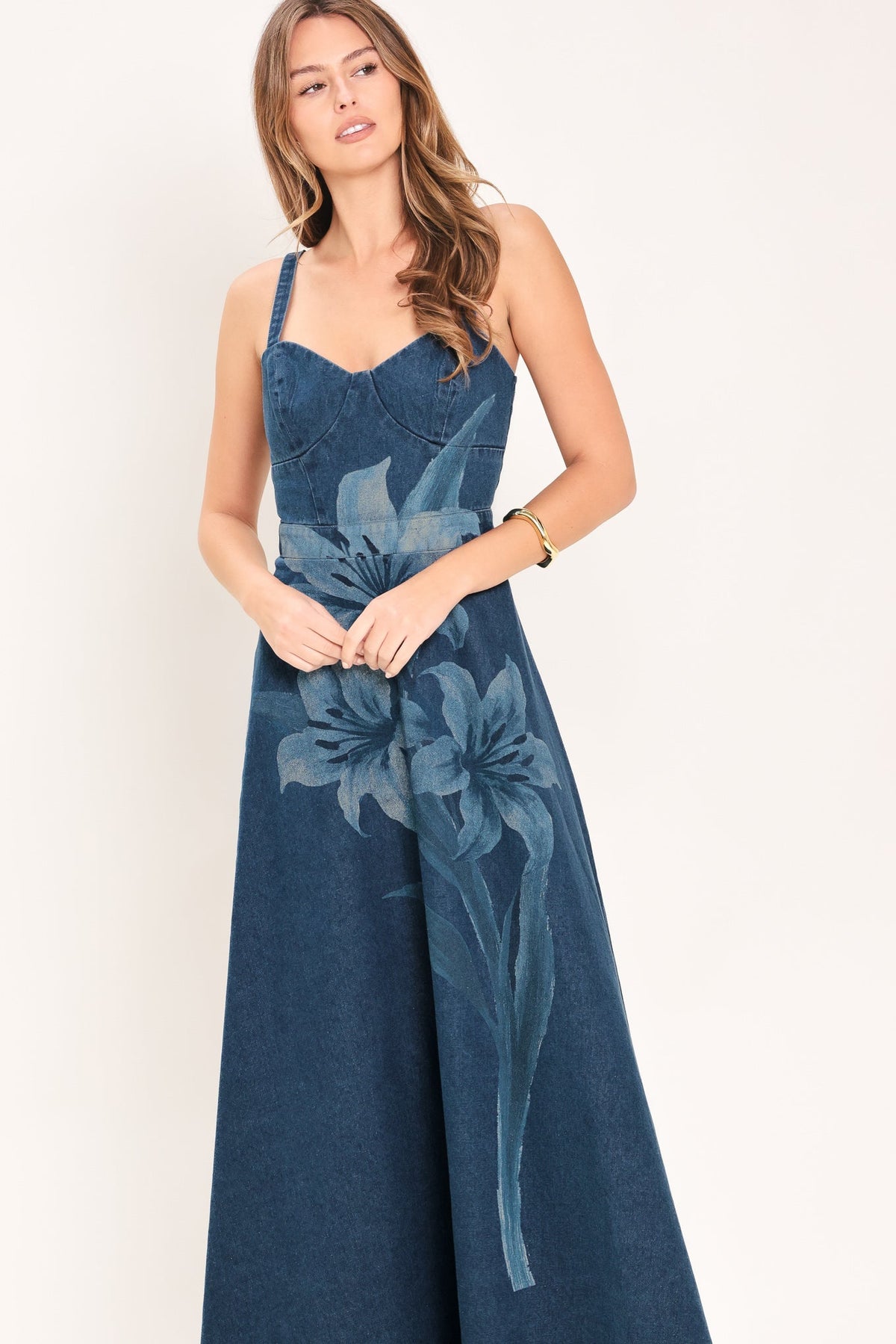 VESTIDO MIDI DE DENIM MIDNIGHT BLOOM