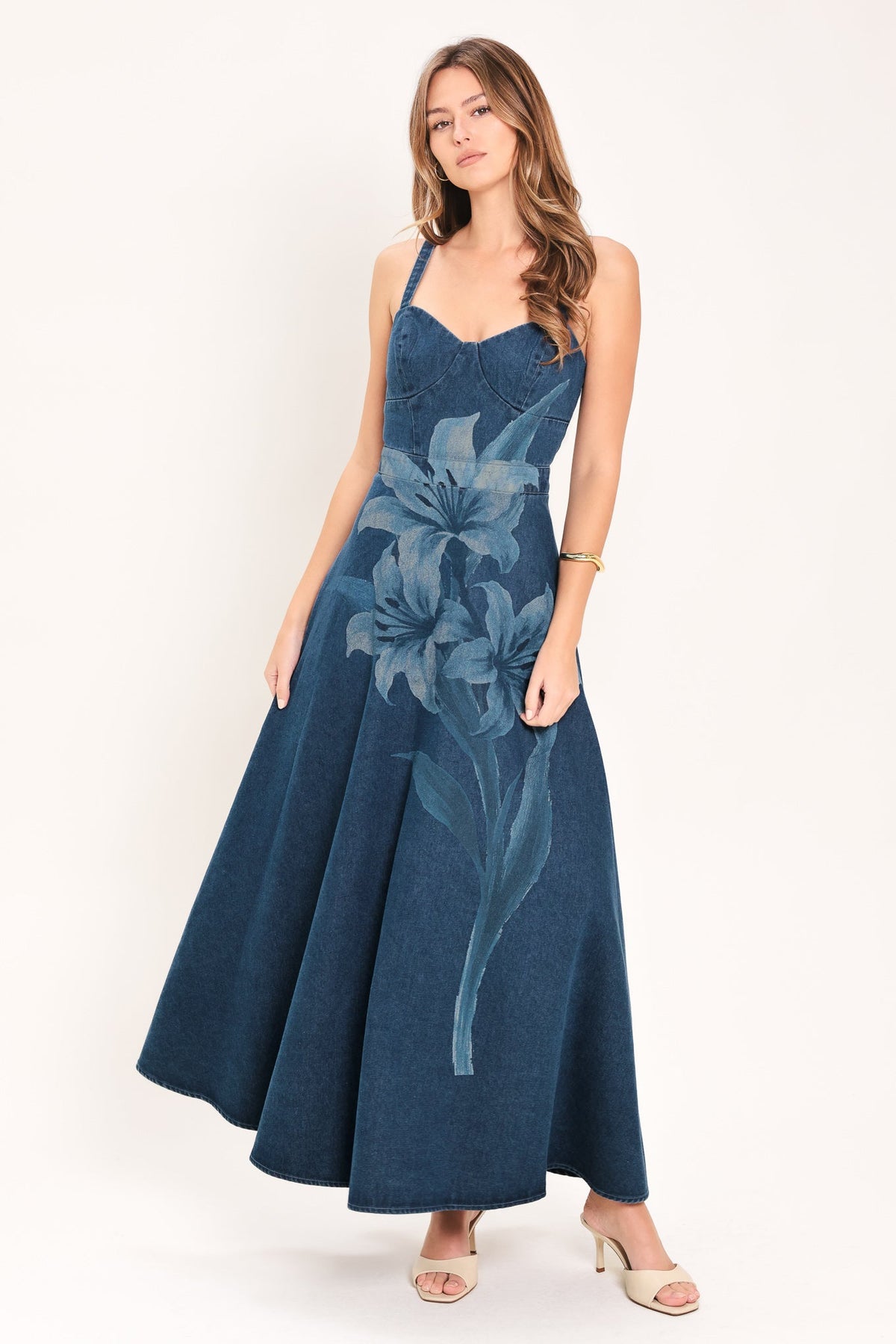 VESTIDO MIDI DE DENIM MIDNIGHT BLOOM