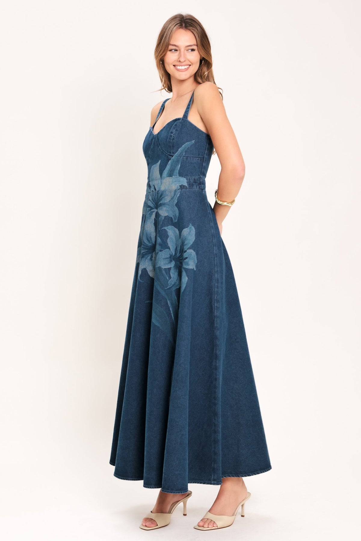 VESTIDO MIDI DE DENIM MIDNIGHT BLOOM