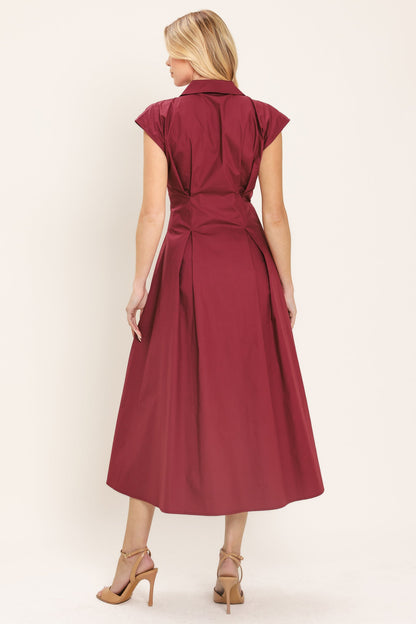 CABERNET CHARM WOVEN MIDI DRESS