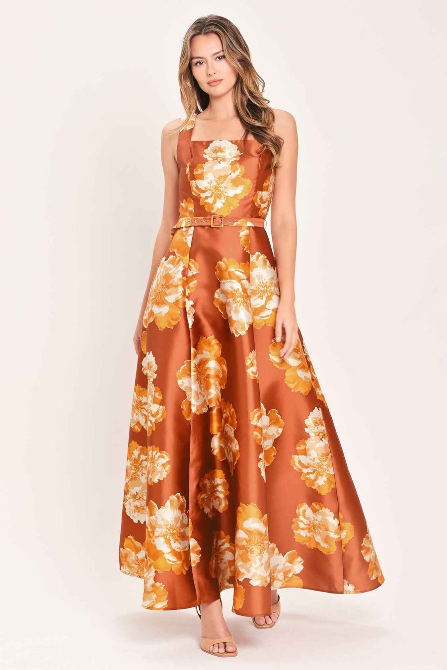 FIRESIDE FLORAL REVERIE WOVEN MAXI DRESS