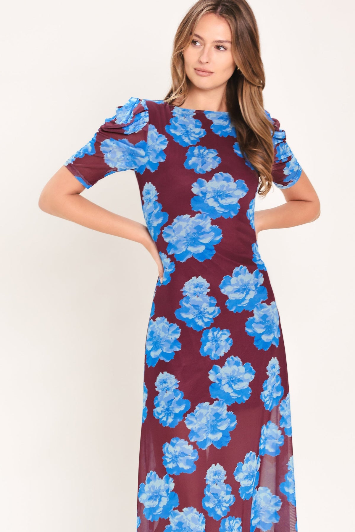 VESTIDO MIDI DE TUL ELÁSTICO ROYAL BLOOM