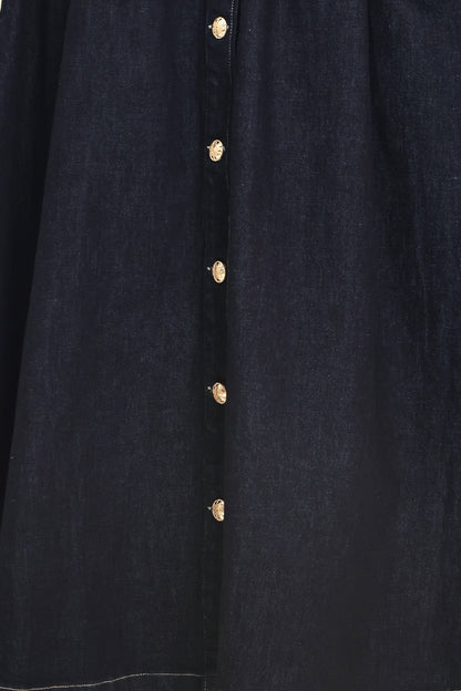 INDIGO CHARM DENIM MIDI DRESS