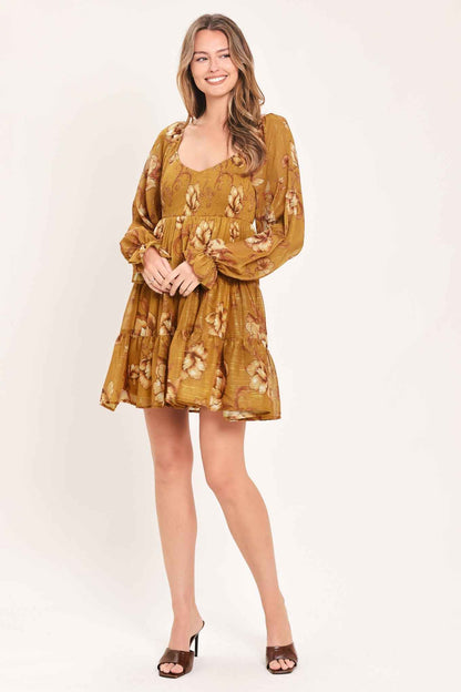 SAFFRON GARDEN MUSE WOVEN MINI DRESS