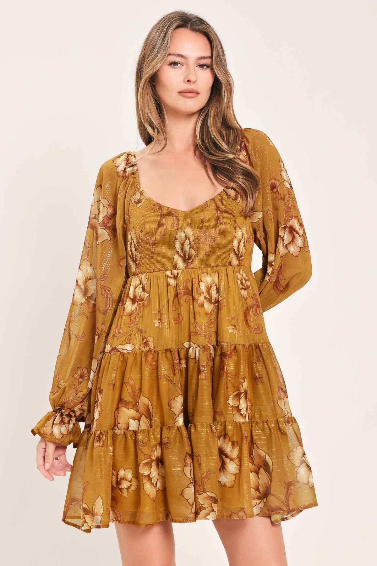 SAFFRON GARDEN MUSE WOVEN MINI DRESS
