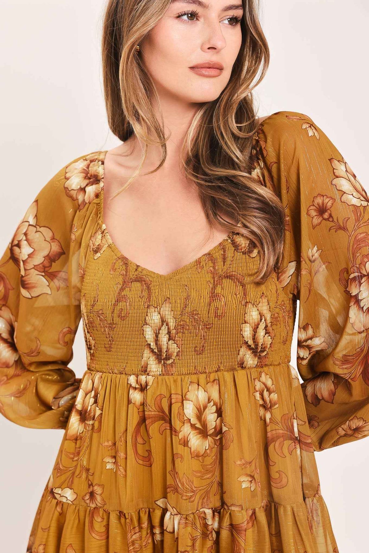 SAFFRON GARDEN MUSE WOVEN MINI DRESS