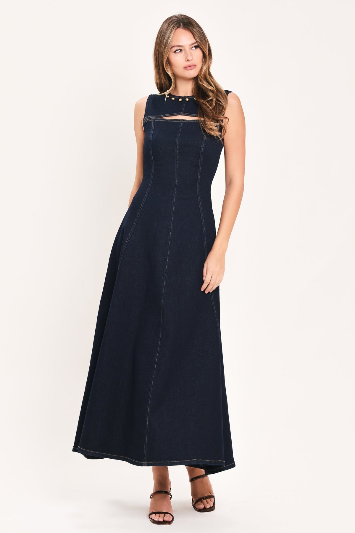 VESTIDO LARGO DE MEZCLILLA MIDNIGHT GOLDEN SECRET