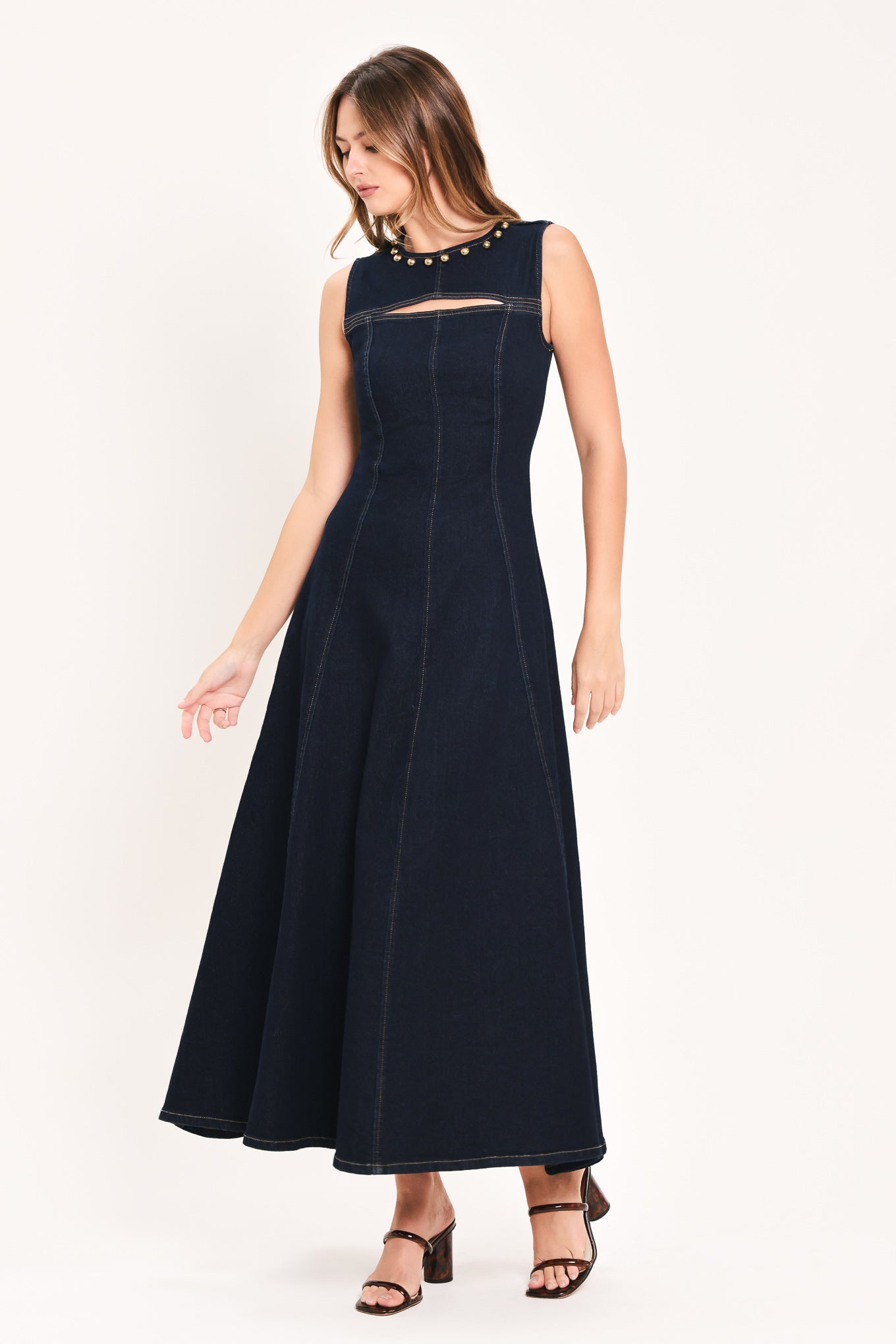 VESTIDO LARGO DE MEZCLILLA MIDNIGHT GOLDEN SECRET