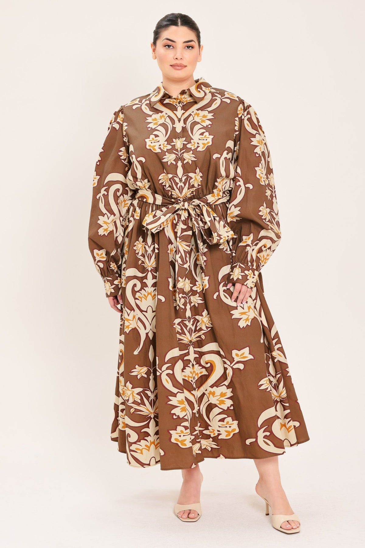 VESTIDO MAXI DE CAMISA TEJIDA AMBER MEDALLION