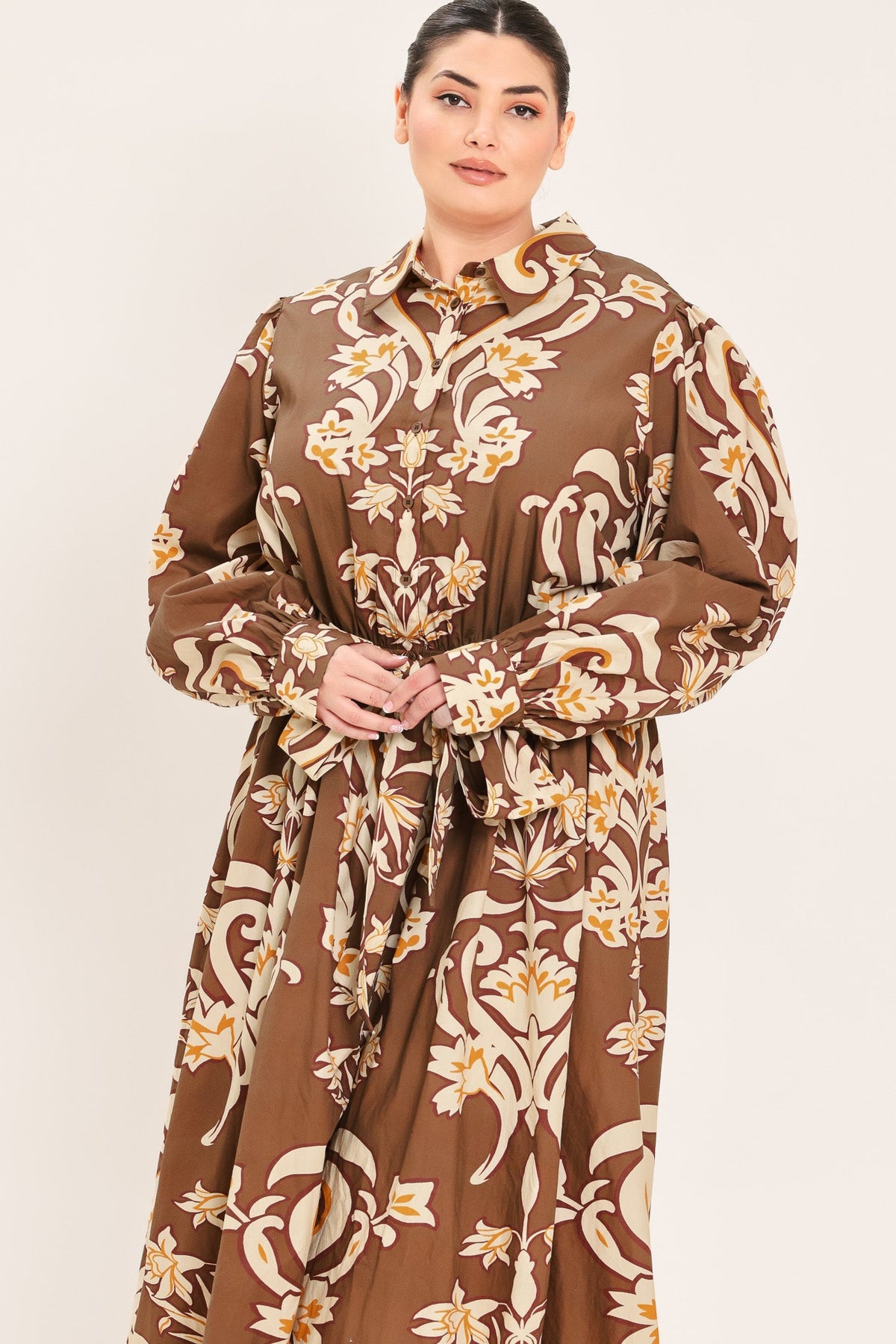 VESTIDO MAXI DE CAMISA TEJIDA AMBER MEDALLION