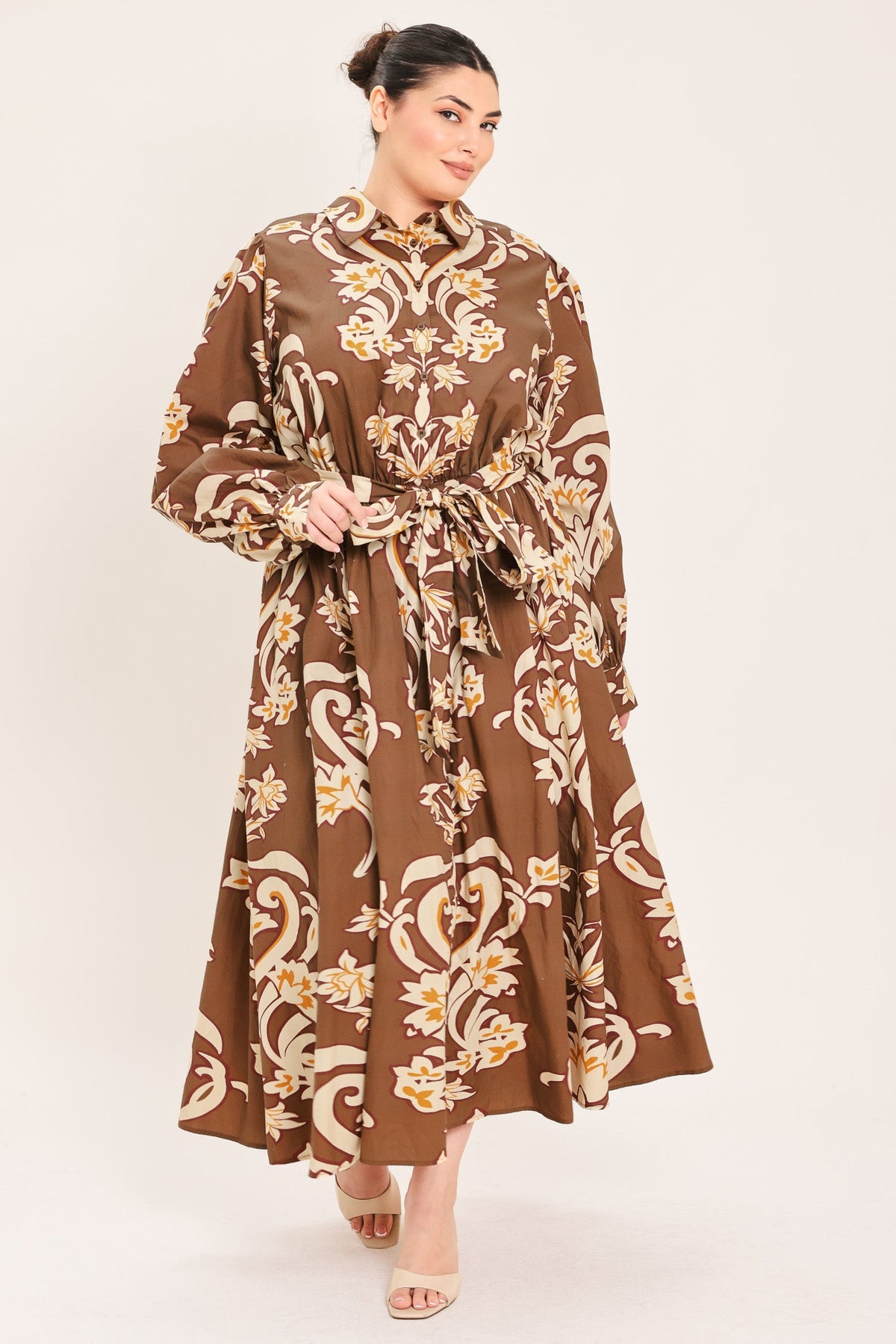 VESTIDO MAXI DE CAMISA TEJIDA AMBER MEDALLION