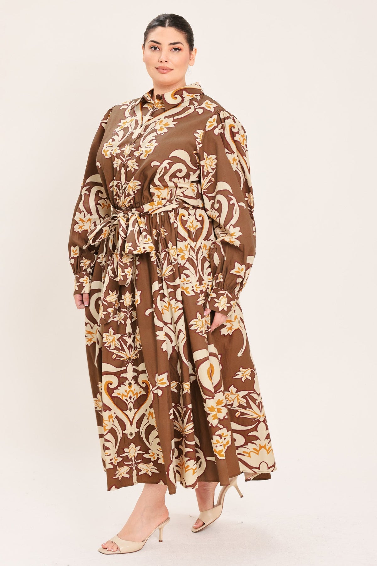VESTIDO MAXI DE CAMISA TEJIDA AMBER MEDALLION